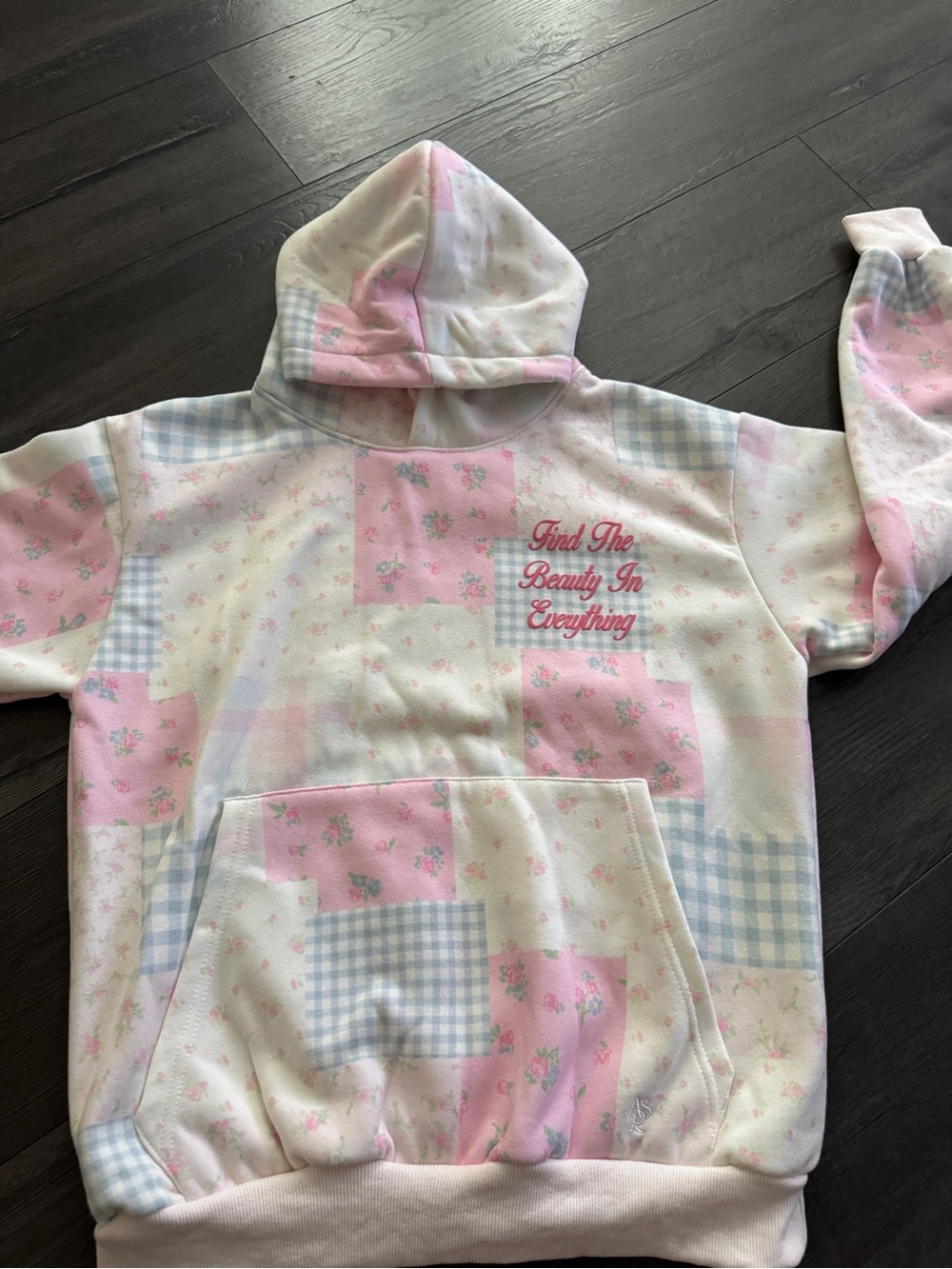 Altar’d State Pink Patchwork Hoodie size XS